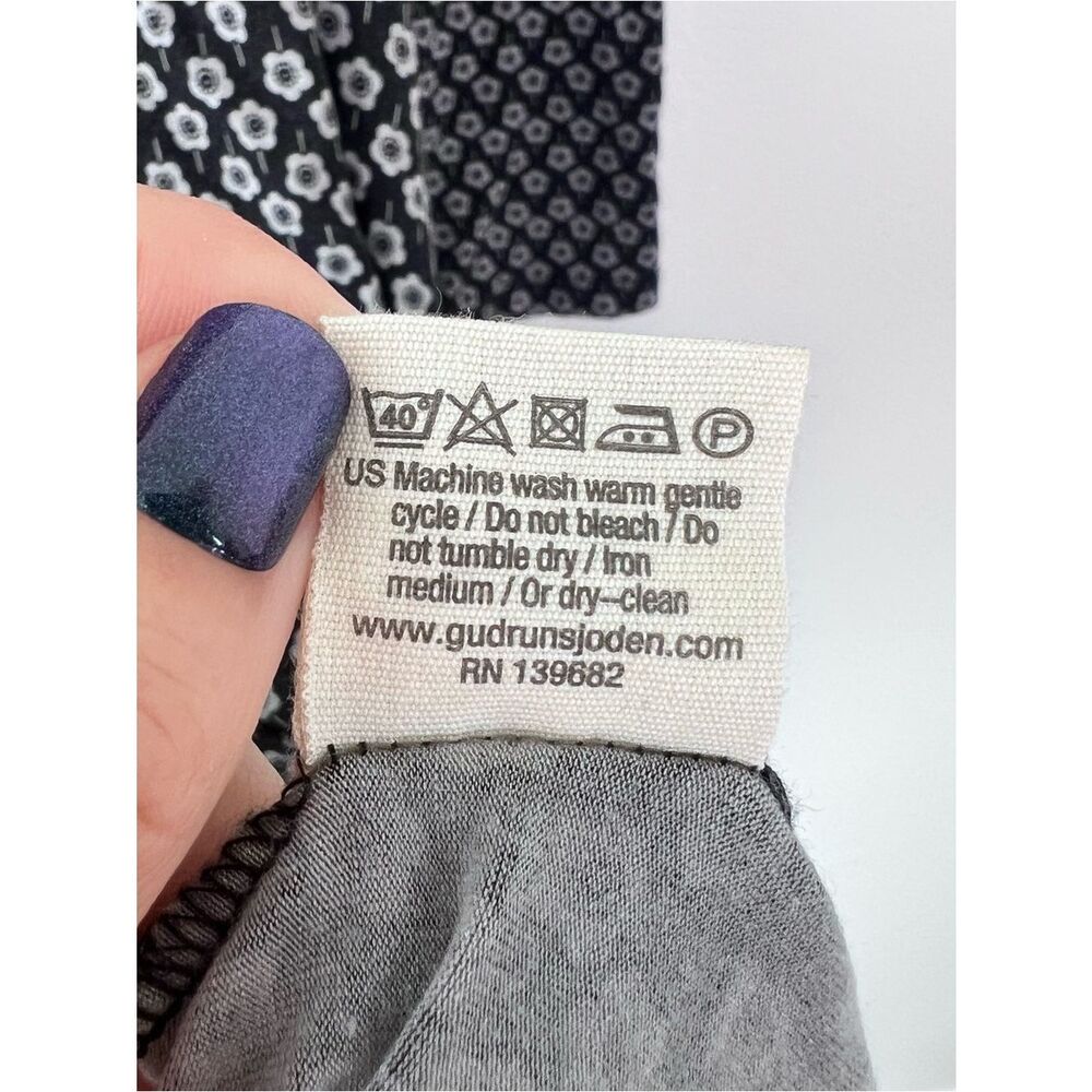 Gudrun Sjoden Mini Tunic Dress Womens Size L Black Gray Floral A-Line Swing - Picture 9 of 10